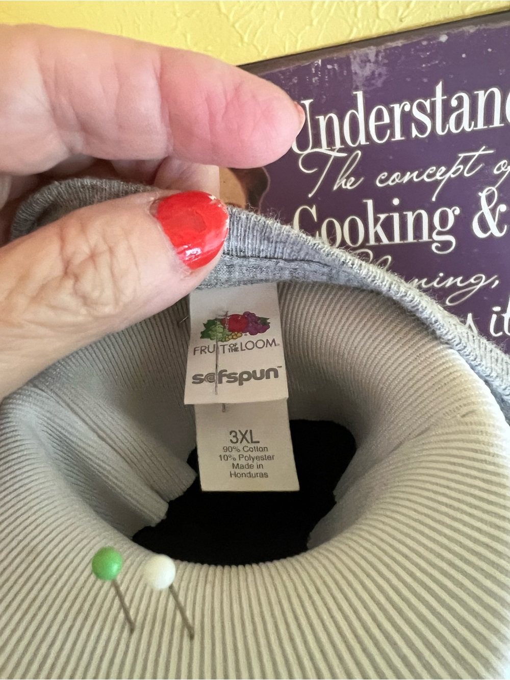 Fruit of the Loom Gray Long Sleeve Tee with Colorful Logo Print - Picture 5 of 5